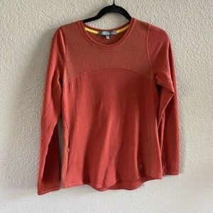 Title Nine Alpha-Omega Top Wool Blend Pocket Burnt Orange Long Sleeve athletic